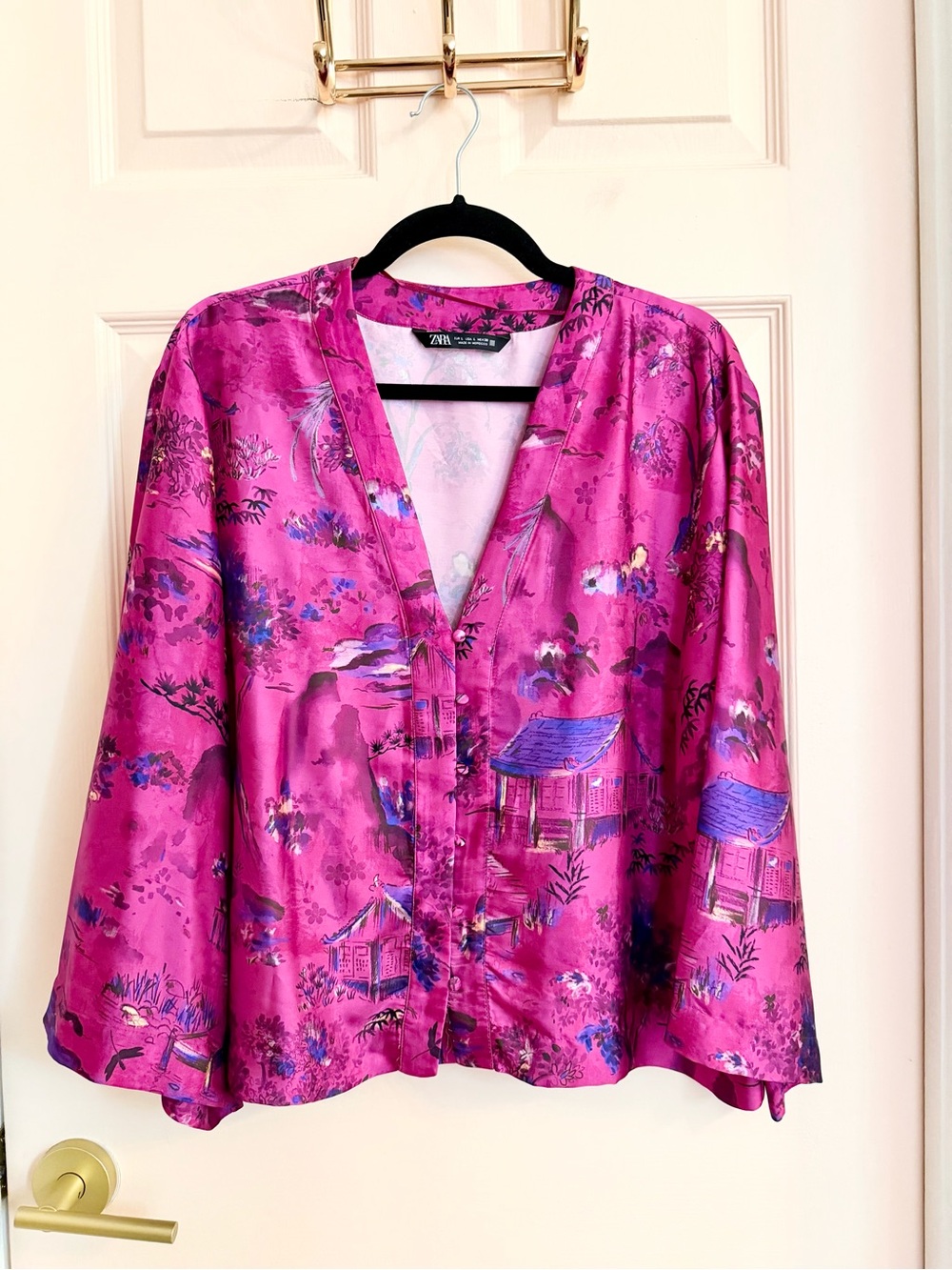 Shiny purple pink Zara button up